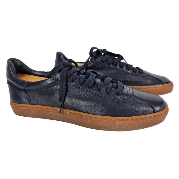 AQUATALIA MEN'S NAVY BLUE GUM BOTTOM SNEAKER SIZE 8M STYLE 452900 MADE IN ITALY - Picture 1 of 12